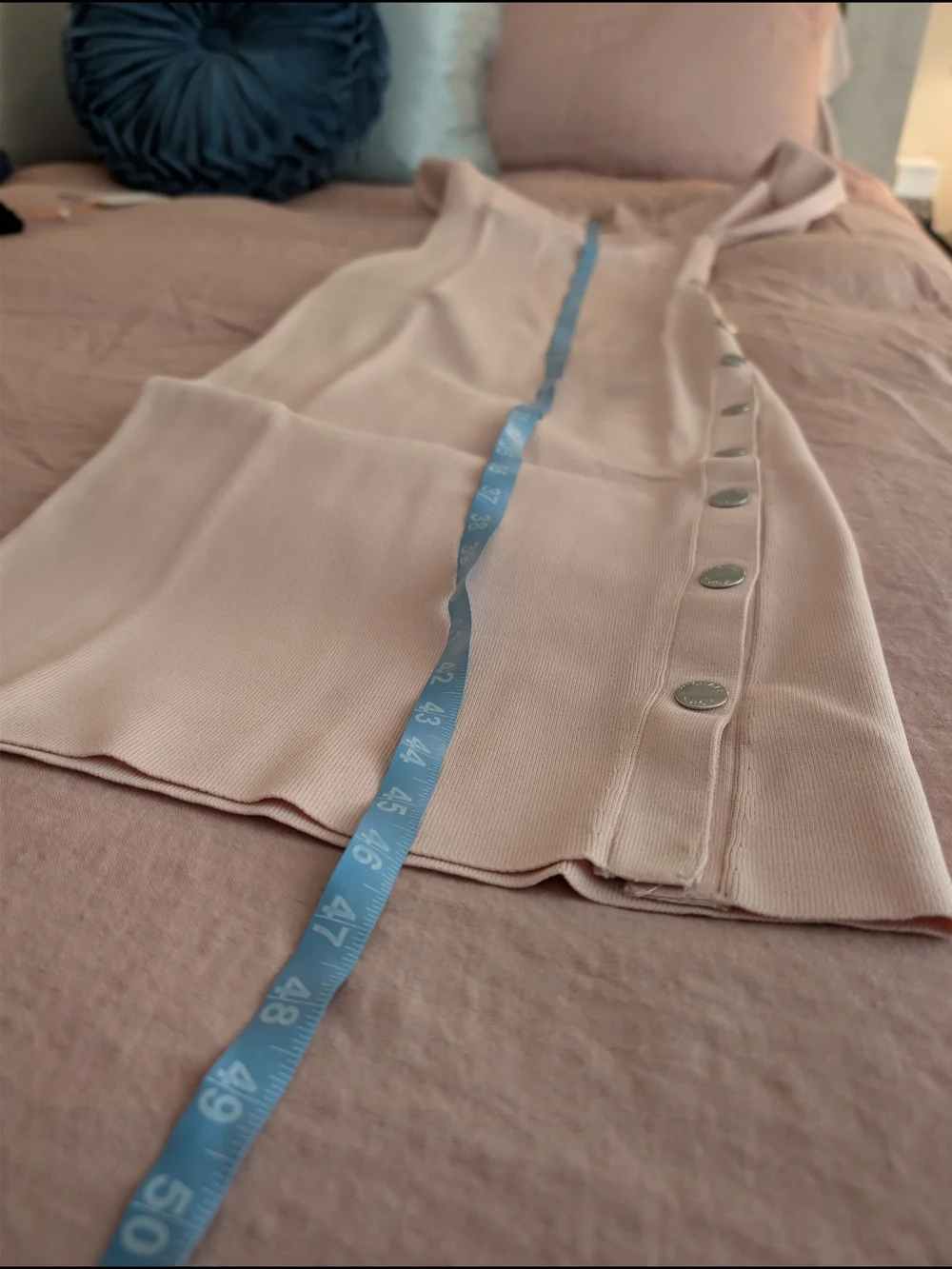 ​NWT Michael Kors Ribbed Snap Side Midi Dress Powder Blush Pink S